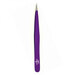 Purple tweezers with a pointed tip, resting against a white background.