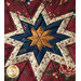 Red, cream, blue, and ochre folded star fabric design.