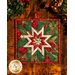 square green hot pad with central folded star featuring cardinals and holly.