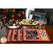 A set of 4 Christmas placemats on a wood table