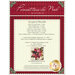 A document titled Poinsettias de Noel featuring a list of required materials for a sewing project. The materials include various fabrics and their corresponding yardage. The document has a red and cream color scheme, decorated with a holly border, and includes the website www.shabbyfabrics.com at the bottom.