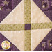 Wall hanging made with Geometric designs in purple and cream floral fabrics.