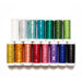 collection of 15 metallic thread spools in multiple colors.