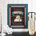 Wall hanging made of wool with blue border and snowman with the phrase 