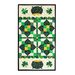 Cream table runner featuring green clovers, pots of gold, and geometric designs.