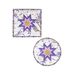 Square and Round hot pad with central folded star design made of purple and white floral printed fabrics.