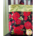 Black tote bag featuring large roses and green accents.