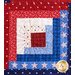 Americana themed quilt blocks with red, white, and blue star-filled fabrics.