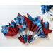 Reversible cloth napkins with blue and United States flags on one side and Red with stars on the other.