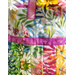 Tote bag made of strips of bright colorful floral printed fabrics filled with flowers.