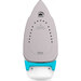 An iron with a diamond ceramic soleplate, featuring a streamlined design and a blue base.