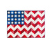 Quilted United States flag with chevron stripes and geometric stars