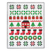 Quilt featuring rows of Christmas themed motifs on white background.