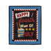 A decorative piece featuring the text Happy Fourth of July with baseball-themed imagery, including a bat and baseballs, surrounded by stars and a colorful border.