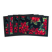 4 placemats fanned out with Christmas themed poinsettia fabric