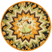 Folded star table topper with whimsical halloween prints in orange, cream, and green.