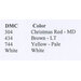 Table listing DMC color codes and their corresponding alternative colors.