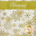 Cream fabric with tossed metallic gold snowflakes