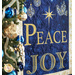 Christmas Joy Quilt Kit featuring the words Love, Peace, and Joy on blue and gold fabric.