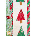 Small quilt with three pine trees in green, red, and white fabrics.