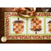 Table runner with acorn pieced blocks made with brown and cream floral fabric prints.
