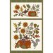 Cream panel with pumpkins and flowers and a light gray squirrel