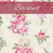 bouquets of pink roses on a tonal cream fabric background with postage, floral, and birdcage motifs. At the top of the image is a dark pink banner that reads 