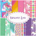 collage of all fabrics included in Unicorn Love FQ Set