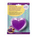 Purple heart-shaped magnet pin caddy with packaging, designed for safely storing sewing pins.