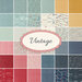 graphic of full vintage collection of fabrics, ranging from mustard yellow to aqua to red to navy blue to white