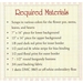 Required Materials: Scraps in various colors for the flower pot, stems, leaves, and hearts; 7 x 14 piece for lower background; 13 x 14 piece for upper background; 1/8 yard dark red print for inner border; 1/2 yard red and white stripe for bias binding; 1/2 yard floral print for outer border; 7 - 1/2 round burgundy buttons; 3/4 yard backing fabric; 1 skein DMC 3865 or off-white embroidery floss.