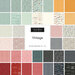 graphic of full vintage collection of fabrics, ranging from mustard yellow to aqua to red to navy blue to white