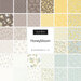 graphic of all fabrics in the Honeybloom collection, ranging from white to grey to light blue to yellow