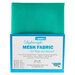 Photo of a package of turquoise mesh fabric isolated on a white background