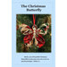 Front cover of the Christmas Butterfly ornament pattern with a blue cover and a christmas themed butterfly ornament hung from a Christmas tree on it