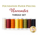 An image of an 8 pc Applique Thread Set for Foundation Paper Piecing November.