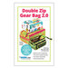 Cover of the double zip gear bag 2.0 pattern with a photo of 3 finished zippered gear bags