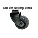 Close-up of a sturdy black caster wheel with a large, textured tire for easy mobility.