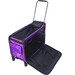 Purple collapsible tote with an extendable handle and an open black interior.