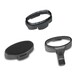 Three black grooming brush attachments with various textures and shapes for a handheld steamer