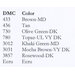 Table listing DMC color codes and their corresponding alternative colors.