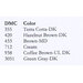 Table listing DMC color codes and their corresponding alternative colors.