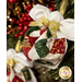 Close up photo of a finished Angel Bell Ornament hanging on a decorated Christmas tree with lights and more ornaments in the background