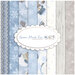 Collage of the pastel blues and neutral tones, featuring snowflakes and snowmen, that are included in the Snow Much Fun FQ set.