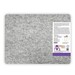 Gray wool ironing mat with product information and usage instructions on the right side.