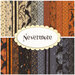 Composite collage of the 24 SKUs in the Nevermore collection, warm toned orange, cream, black, and gray