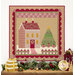 The Little Garden House in Christmas Kit - Tilda, colored in warm fabrics from the Creating Memories collection, hung on a white paneled wall and staged with coordinating Christmas decor. 