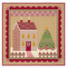 The Little Garden House in Christmas Kit - Tilda, colored in warm fabrics from the Creating Memories collection, isolated on a white background.