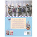 Back of pattern book introducing the theme and projects, featuring a large photo of scarecrow dolls staged on a small wooden fence