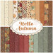 Collage of fabrics in hello autumn in shades of cream, orange, red and green